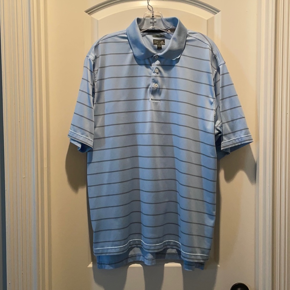 Brand: Adidas Golf
Material: 100% Polyester 
Climacool material